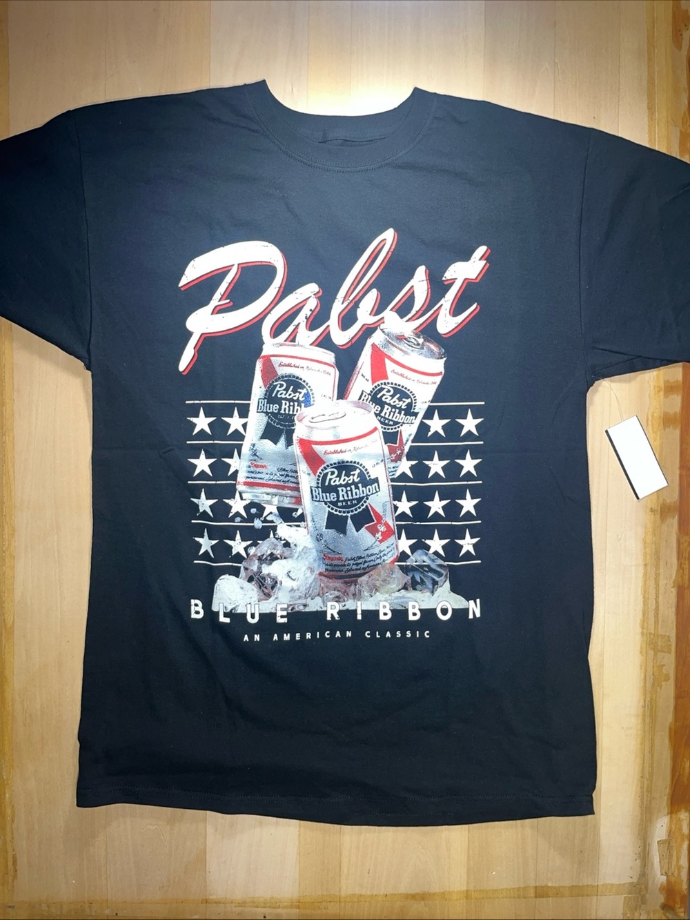 Men's Pabst An American Classic Beer Stars Graphic Tee - Black large NEW NWT